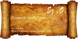 Szencz Oxána névjegykártya